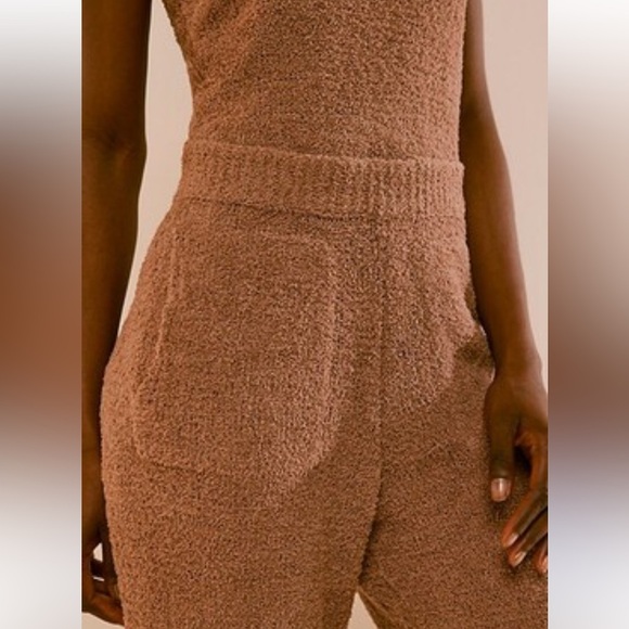 Free people terry cloth strapless tan Claire jumpsuit nwot large - Picture 2 of 3